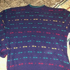 Blue isle of cotton multicolored sweater